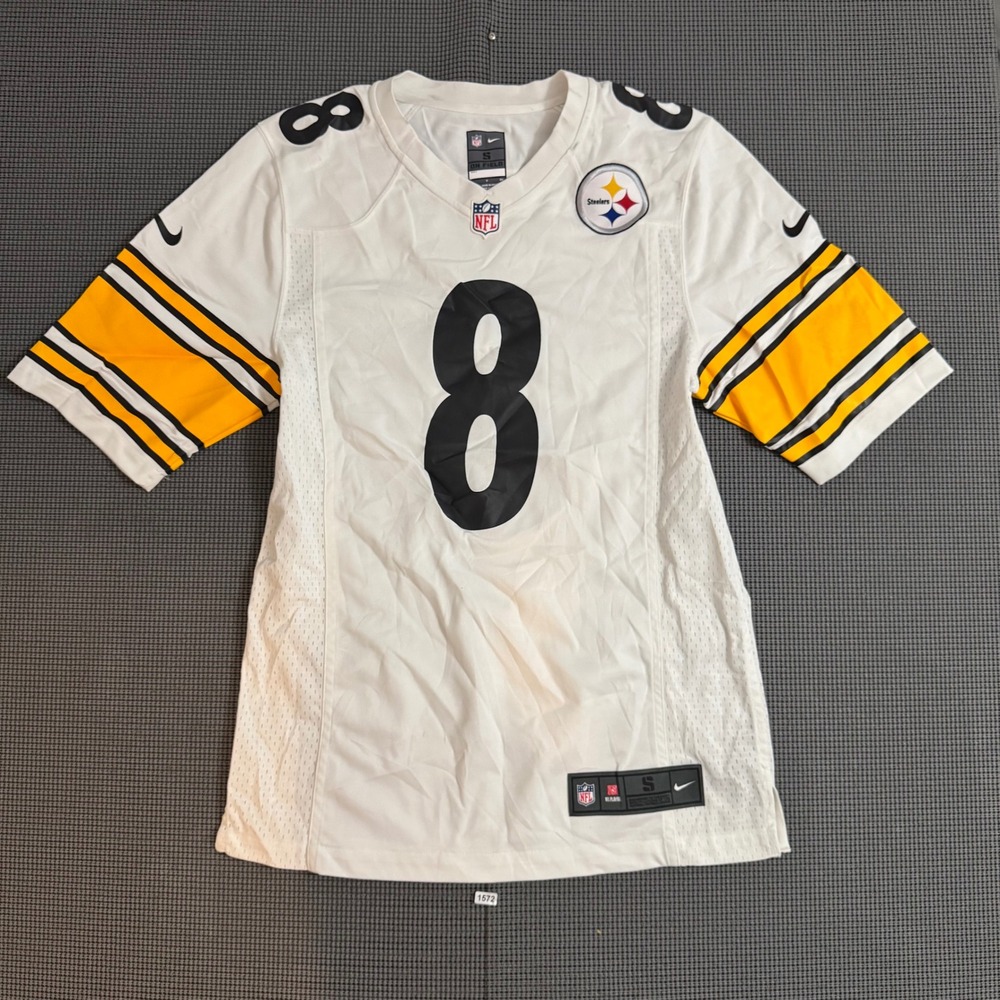Nike NFL Pittsburgh Steelers Kenny Pickett 8 Jersey White Mens Small Road Game